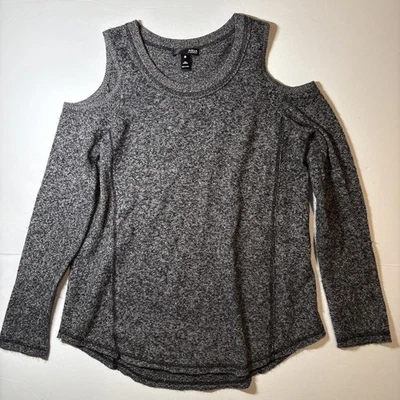 Aqua 羊绒深色混色希瑟灰色露肩毛衣 XS — 第 1/4 张图片