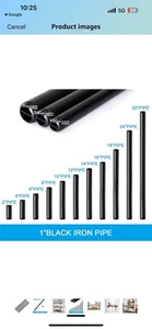 CUSTOM LENGTH UP TO 48”. BLACK IRON PIPE. MESSAGE WITH DESIRED LENGHT - Picture 1 of 1