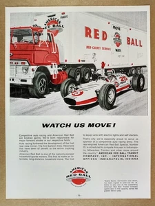 1959 American Red Ball Transit indy car ford truck illustration vintage print Ad - Picture 1 of 1
