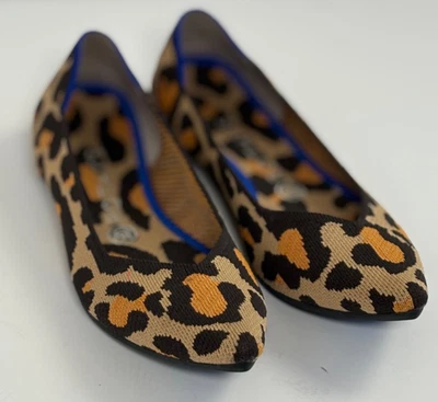 Rothy's - The Point Women's 9 Leopard Brown Orange Ballet Flats Pointy Slip On - Image 1 of 4