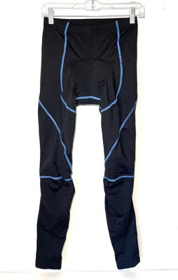 Qualidyne Padded Cycling Pants Size S Black with Blue Stitching - Image 1 of 4