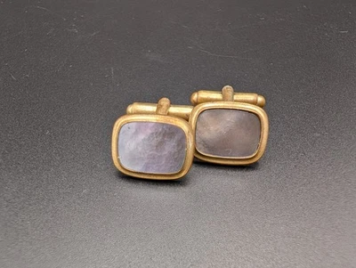 Vintage Manschettenknöpfe Metall mit Perlmutt-Einlage 1950er - Bild 1 von 4