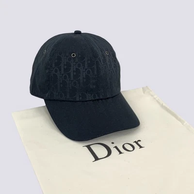 Cappello Berretto Baseball Dior Oblique Monogram Logo Cotone Tela Nero Taglia M - Immagine 1 di 4