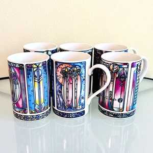 Set of 6 Dunoon Mugs Scotland Stained Glass by Mackintosh Designs 4 1/4 inch - Picture 1 of 13