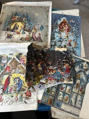 5 Vintage West Germany Christmas Advent Calendars Religious Hallmark - Image 1 of 4