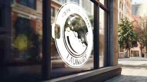 Laundromat Vinyl Decal-PEEL & STICK Window Sticker Storefront Café Shop Custom - Picture 1 of 9
