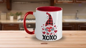 Taza Regalo Día de San Valentín XOXO Gnomo Taza de Café Regalo de San Valentín Taza de Dos Tonos Color - Imagen 1 de 7