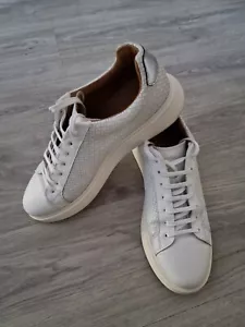 Boss Bulton Runn Herren Sneaker, Weiß Silber Leder, Gr. 46, Gut - Picture 1 of 7