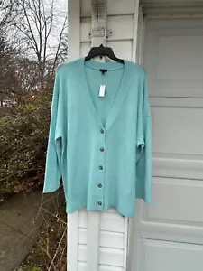 NWT Talbots Soft & Cozy Turquoise Blue V-Neck Long Sleeve Cardigan 2X 18W 20W - Picture 1 of 5