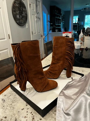 Botas al tobillo Giuseppe Zanotti Alabama marrón gamuza con flecos talla 41 EE. UU. 11 NUEVAS EN CAJA Foto 1 de 4