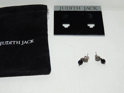 NEW JUDITH JACK STERLING SILVER, BLK STONE & MARCASITE EARRINGS - Image 1 of 2