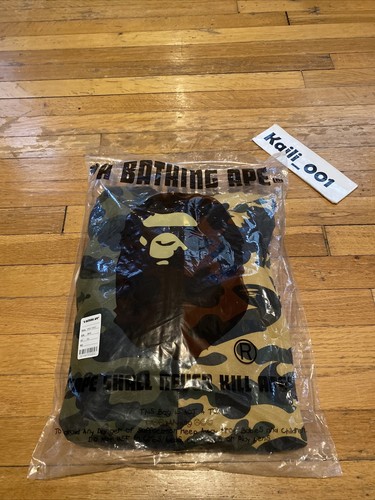 A BATHING APE (BAPE) Felpa con cappuccio mezzo squalo mimetica A Bathing Ape Bape 1st 3XL XXXL Futura verde giallo B