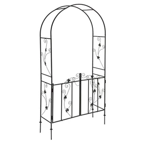 Rosenbogen mit Türe Toren Torbogen Gartentor Rankgitter Rankhilfe Pergola Metall - Bild 1 von 6