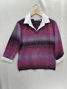 NWT Kim Rogers Layered 1 Stück Kragen 3/4 Manschettenärmel $52 Pullover Größe-PL - Bild 1 von 9