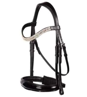 Brida de doma con cinta para cejas de cristal blanco de 5 filas, banda para nariz patentada para caballo. Foto 1 de 4