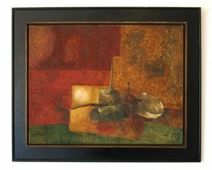 Sami-Zamir Zilkha - Vintage Oil Painting on a Canvas, Nature Mort 1958, Signed - Picture 1 of 4