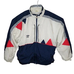 Vintage 90's Umbro Jacket Mens Size Large Red White Blue Full Zip Lined Soccer - Picture 1 of 23