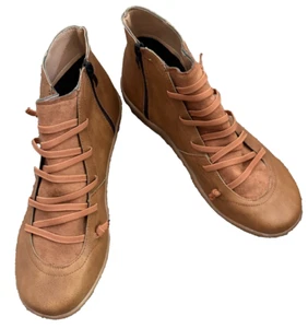NWOB Womens Size 10 (UK 42) 2 Tone Brown Slip On Ankle Boots w/Side Zipper - Picture 1 of 5