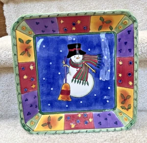 Sango Sue Zipkin Sweet Shoppe Christmas platter tray Snowman 10" x 10 " - Picture 1 of 9