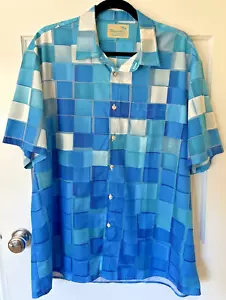 Camisa Royaura Para Hombre XXL Azul Verde Retro Geométrica Ligera Manga Corta - Imagen 1 de 9