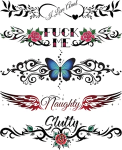 - 5 Large Sexy Naughty Temporary Tattoos for Women Ladies - Adult Fun for Lower - Picture 1 of 11