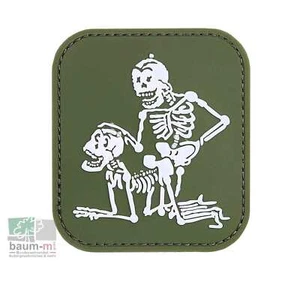 3D Patch 2 Skelette 7,8 x7 cm Oliv Aufnäher Taktische Kleidung Verzierung Gummi - Bild 1 von 3
