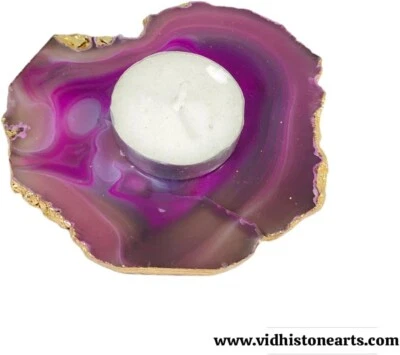 Juego genérico de 2 piezas, soporte de luz de té de piedra de ágata de 3 a 4 pulgadas, piedras preciosas Foto 1 de 2