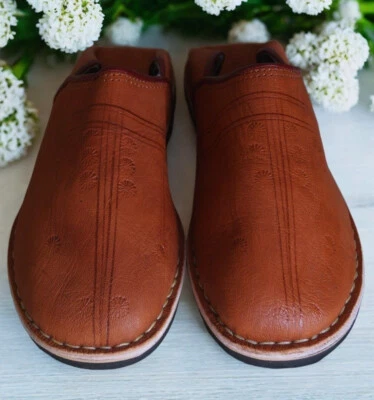 Babuchas  Pantuflas Piel Cuero Unisex Marrones - Imagen 1 de 4