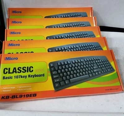  iMicro KB-BL919EB  107 Keyboard Classic Series Lot of 5 - Image 1 of 4