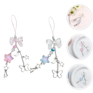 2 Pcs Mobile Phone Accessories Star Pendant Chain Miss Keychain Cute Decoration - Photo 1 sur 12
