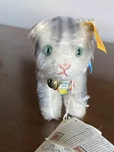 WOW-Rare Steiff Replica 1936 Tabby Cat Mohair 5” Non Jointed NEW All Tags CUTE! - Picture 1 of 10