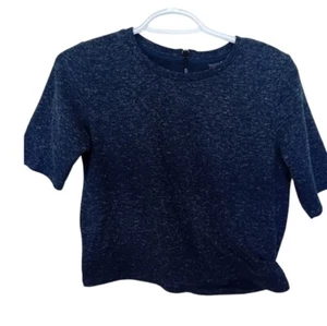Topshop Navy Speckled Zip Back Zipper top, Casual Women's Shirt Size US 4 - Picture 1 of 6
