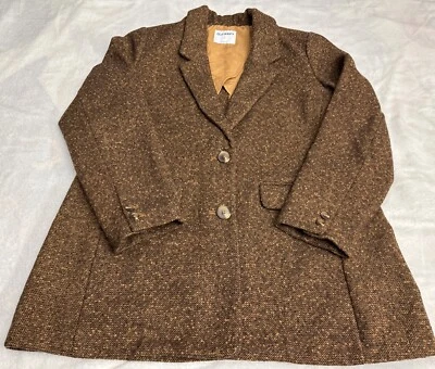 Old Navy Relaxed Blazer LARGE Herringbone Jacket Brown Long Sleeve Pockets Women - Image 1 of 4
