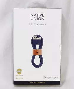 NEW Native Union Belt Cable Ultra Strength MARINE BLUE 4ft 8-Pin USB for iPhone - Picture 1 of 4