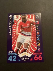 2016/17 Topps Match Attax Card Middlesbrough Albert Adomah #211 - Picture 1 of 2