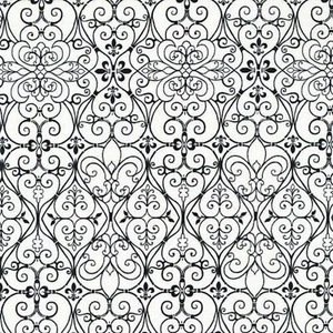Cityscapes Wrought Iron White 100% Cotton Fabric by The Yard - Picture 1 of 1