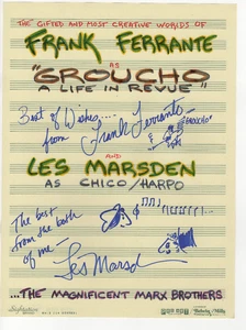 "Groucho - A Life in Revue" Marx Bros signed Frank Ferrante & Les Marsden - Picture 1 of 2