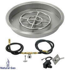 American Fireglass 19" Stainless Steel Round Fire Pit Kit Spark Ign. Natural Gas