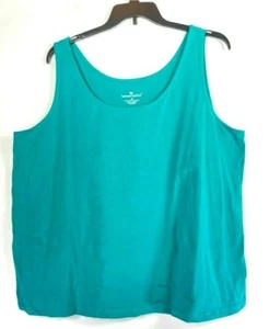 Woman Within Womens Tank Top Cotton Blend Green Size 2X - Picture 1 of 7