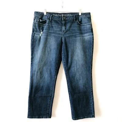 Pantalones de mezclilla desgastados de tiro medio azules para mujer Simply Vera Vera Wang talla 14 Foto 1 de 4