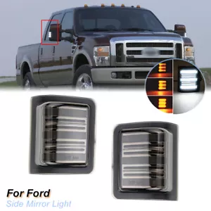 2xSmoke Amber LED Side Mirror Light & White DRL for 08-16 Ford F-350 Super Duty - Foto 1 di 12