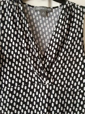 Camisa Josephine Chausus Damas Talla Pequeña Blanco y Negro Lunares Sin Mangas  Foto 1 de 2