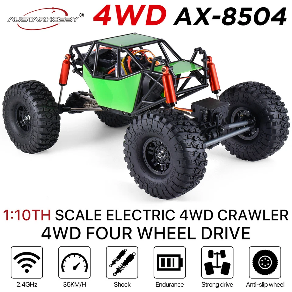 AUSTARHOBBY AX-8504 1/10 4WD 2.4G 35KM/H Rock Crawler RC Car w/ Tube Roller Cage - Image 1 of 4