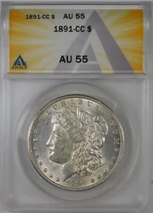 1890-CC $1 Morgan Silver Dollar Coin ANACS AU55 **Carson City** - Picture 1 of 2