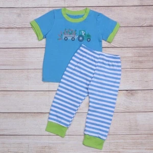 NEW Boutique Easter Bunny Tractor Girls Boys Short Sleeve Sibling Pajamas - Picture 1 of 6