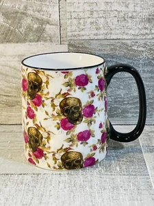10 Strawberry Street Skulls And Flowers Ceramic Mug 16 Oz Cute Goth Floral - Picture 1 of 7