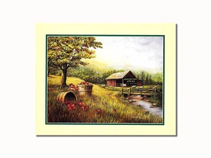 Bergbauernhof Äpfel Scheune Kind isst Äpfel Wandbild 8x10 Kunstdruck - Bild 1 von 1