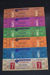 1974 NY Giants 6 FULL Tickets Games 2 through 7 SEASON TICKET HOLDER *YALE BOWL* - Picture 1 of 5