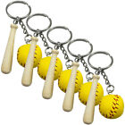  5 Pcs Key Chain Baseball Keychains for Women Wooden Bat Ladies Gifts Bowling