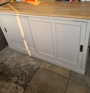 Henley Natural Oak and Stone Painted Hardwood Large Sideboard,Oak Furnitureland - Picture 1 of 7